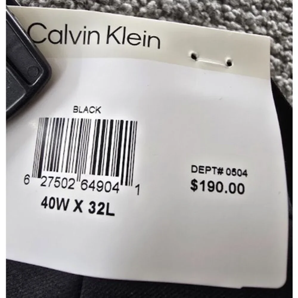Calvin Klein Slim-Fit Wool-Laine Dress Pants Men's 40W x 32L Black Finished Hem
